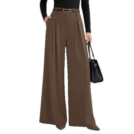 Women's Pleated Cropped Pants – Slimming Drape Adjustable Waist