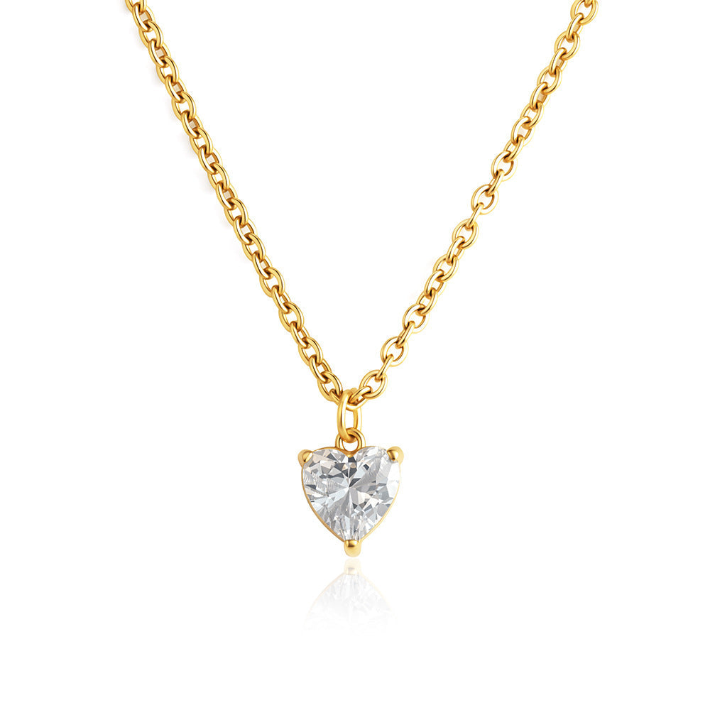 18K Gold-Plated Diamond-Inlaid Stainless Steel Zircon Necklace With A Luxurious Finish