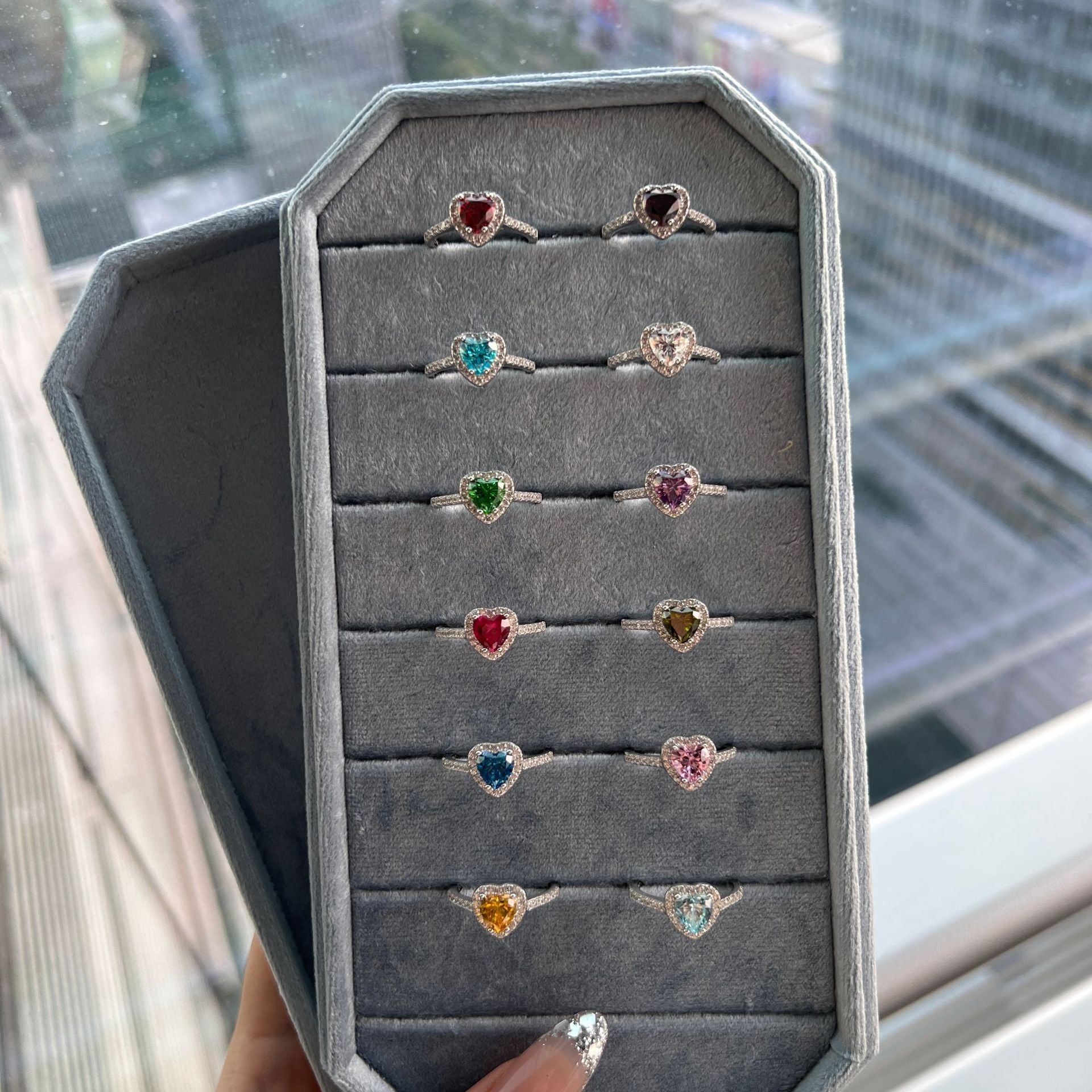 12 Zodiac Colorful Zircon Silver Ring for Women
