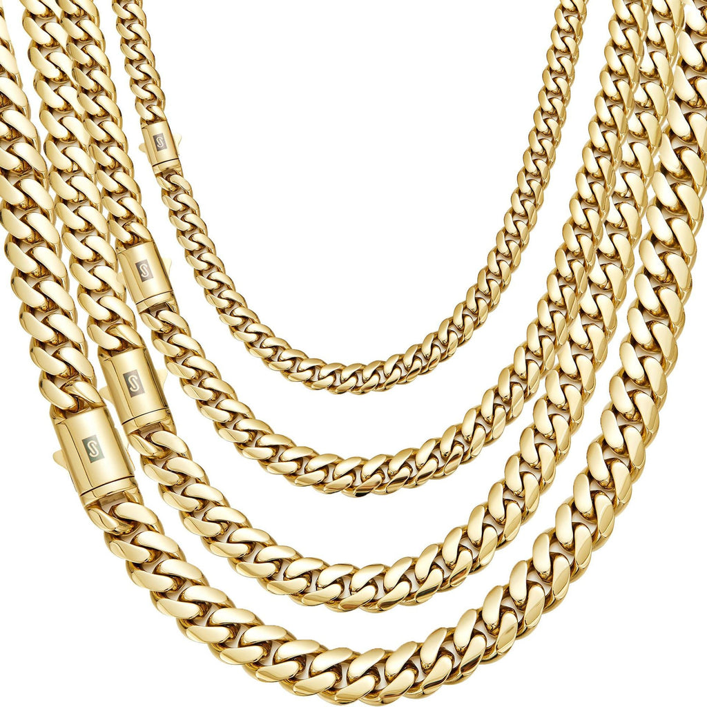 14K Vacuum-Plated Stainless Steel Mens Necklace
