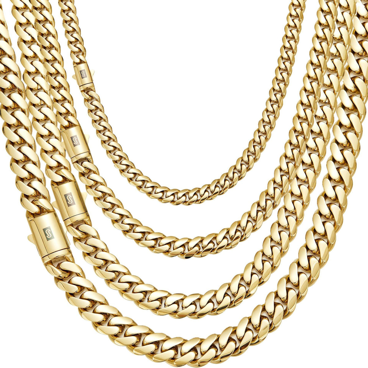 14K Vacuum-Plated Stainless Steel Mens Necklace