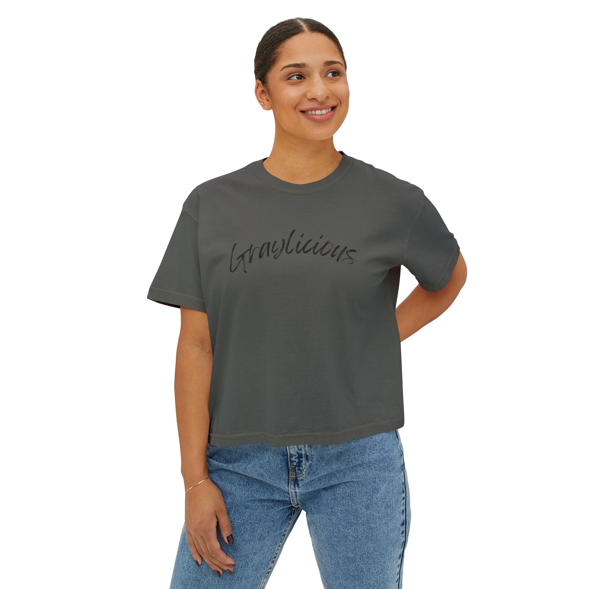 Women's Boxy Cotton Oversized Crewneck Short Sleeve Tee