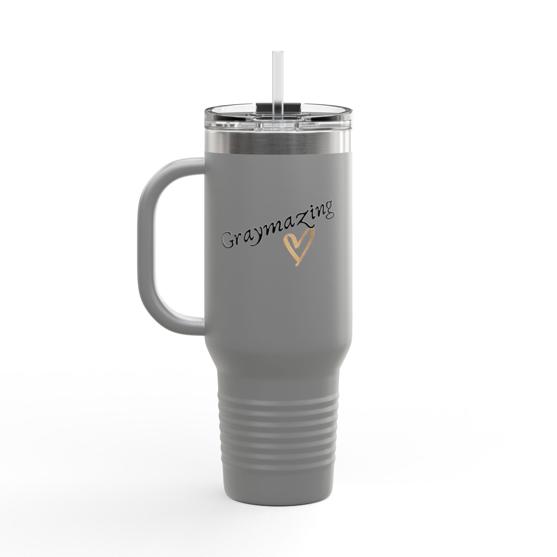 40oz Insulated Metal Travel Mug with Handle & Straw - Modern Drinkware