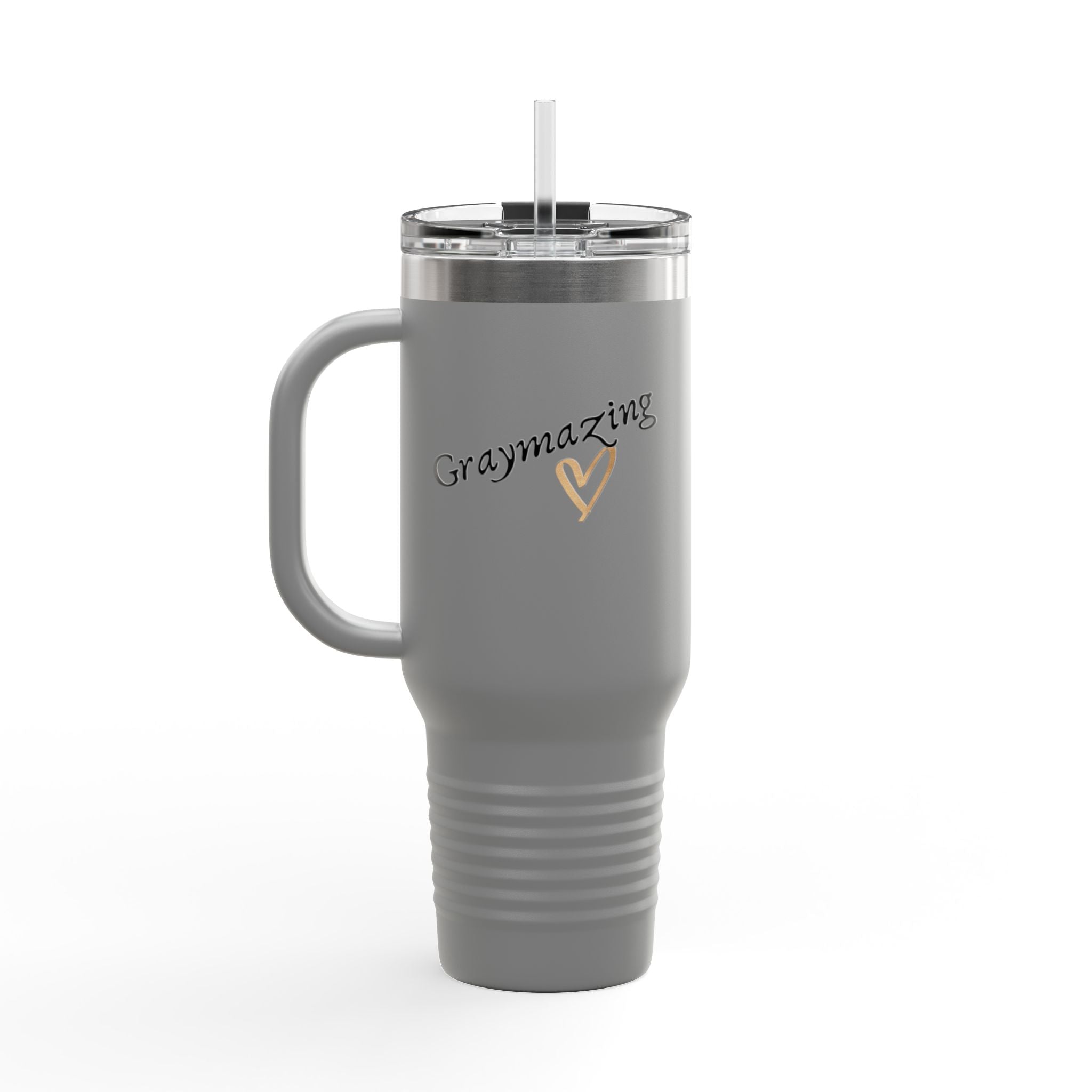 40oz Insulated Metal Travel Mug with Handle & Straw - Modern Drinkware