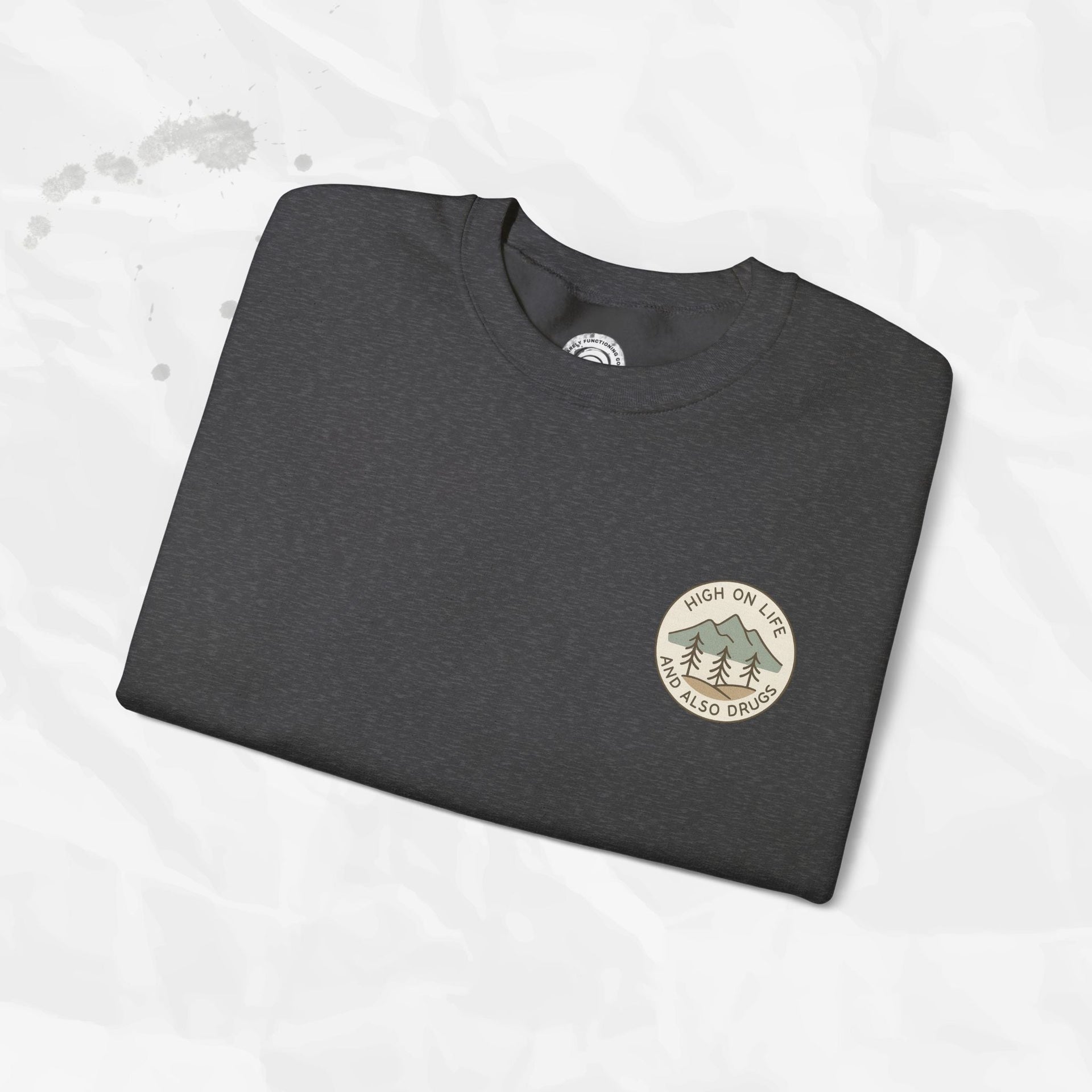 High on Life (and Also Drugs) – Crewneck Sweatshirt (Pocket Print)