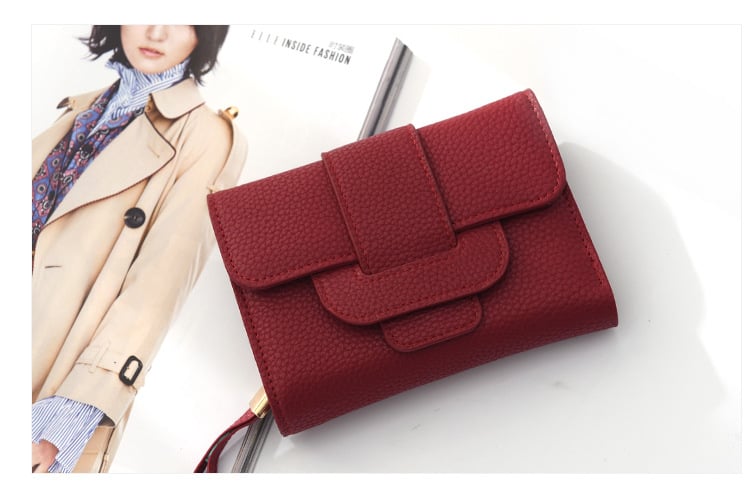 Women's Lychee Pattern Wallet with Zipper Buckle