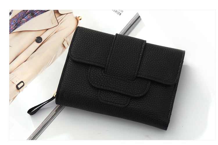 Women's Lychee Pattern Wallet with Zipper Buckle