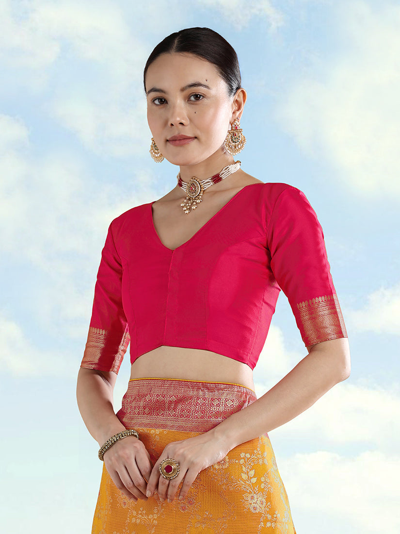 Orange Banarasi Silk Saree with Zari Woven Design