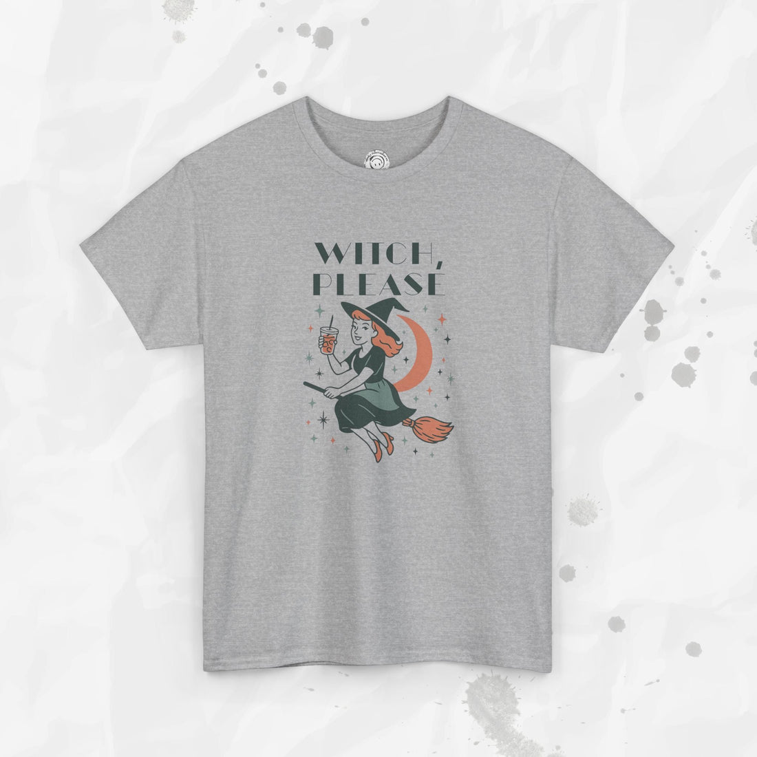 Witch Please Graphic T-Shirt Vintage Style Witchy Crewneck Tee - Image 5