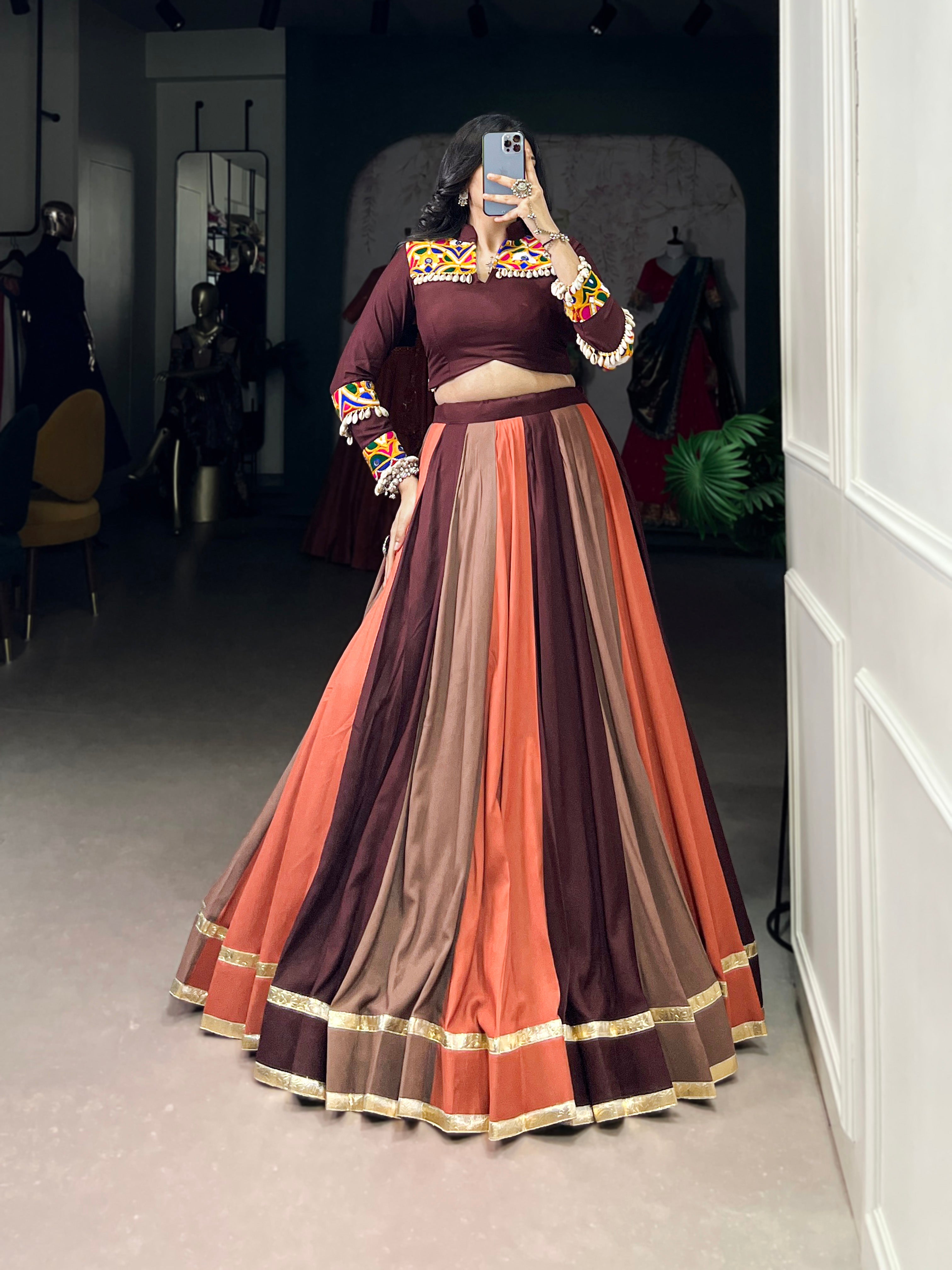 Multicolor Pure Rayon Embossed Design Lehenga Choli with Lace