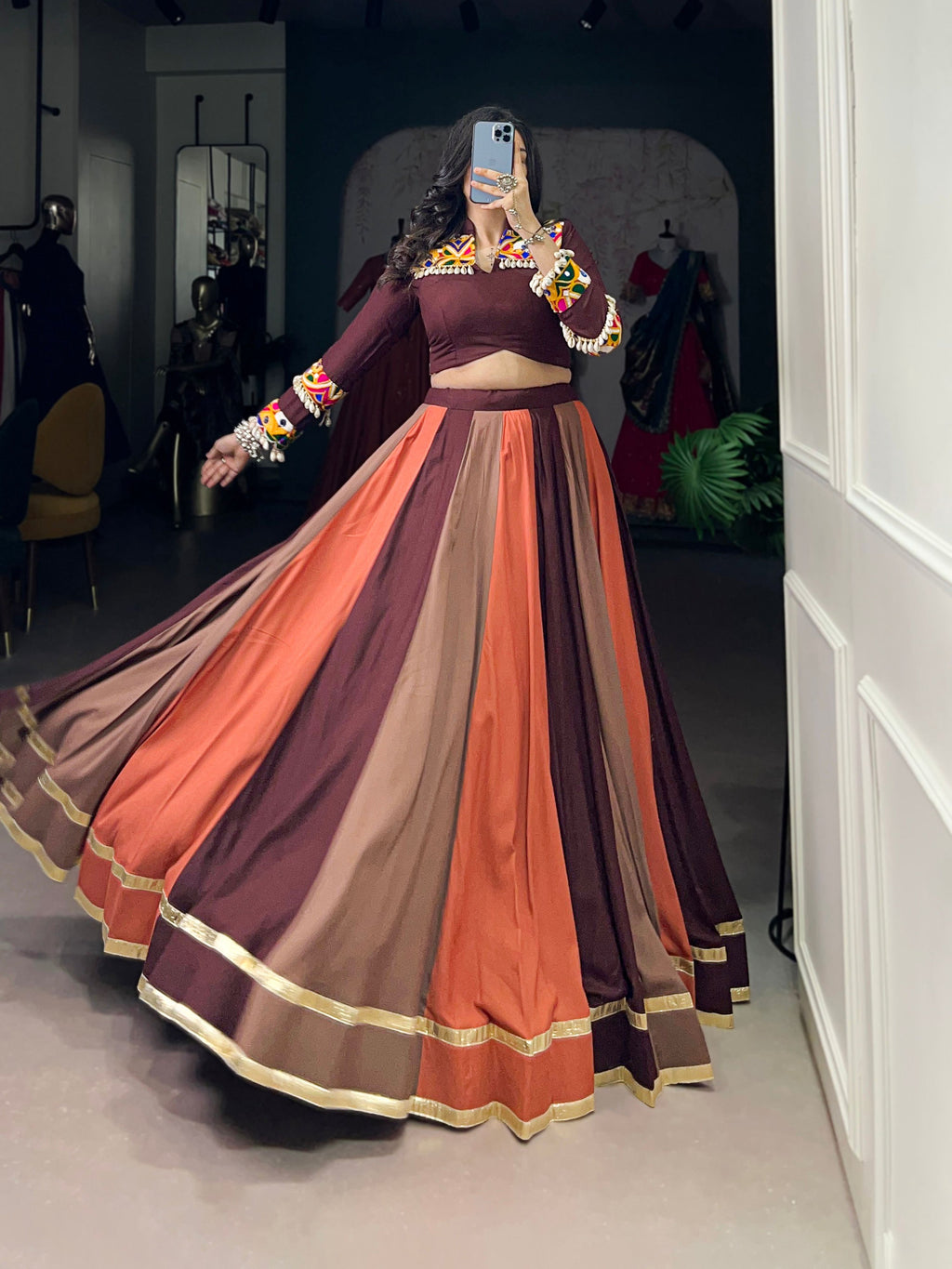 Multicolor Pure Rayon Embossed Design Lehenga Choli with Lace