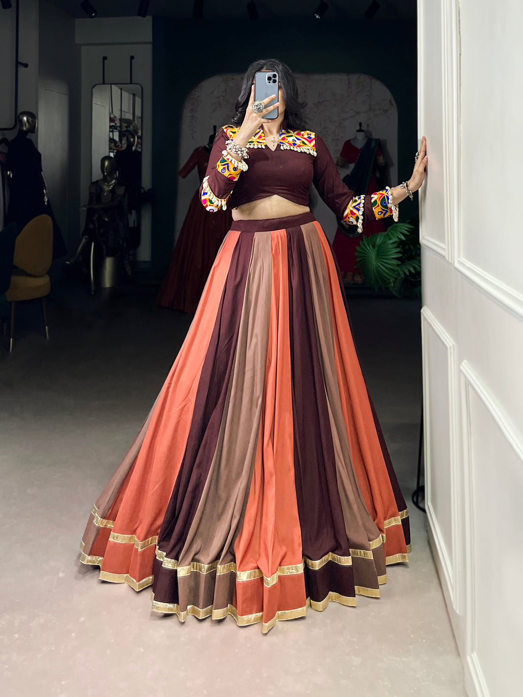 Multicolor Pure Rayon Embossed Design Lehenga Choli with Lace