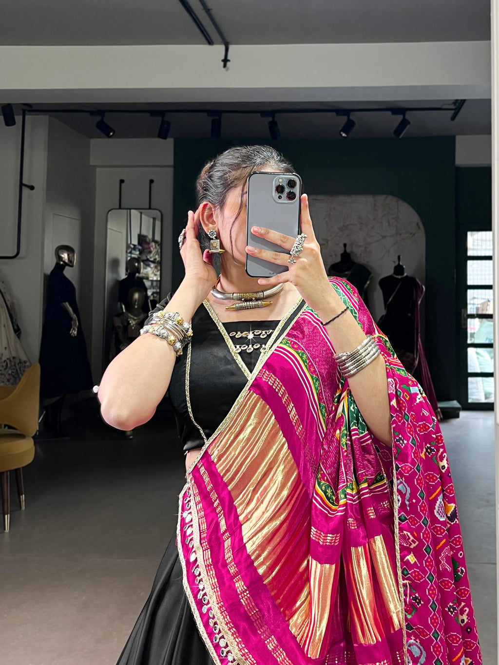 Black Silk Georgette Lace Touch Up Lehenga Choli with Dupatta