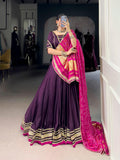 Elegant purple silk georgette lehenga choli with lace embroidery for Navratri