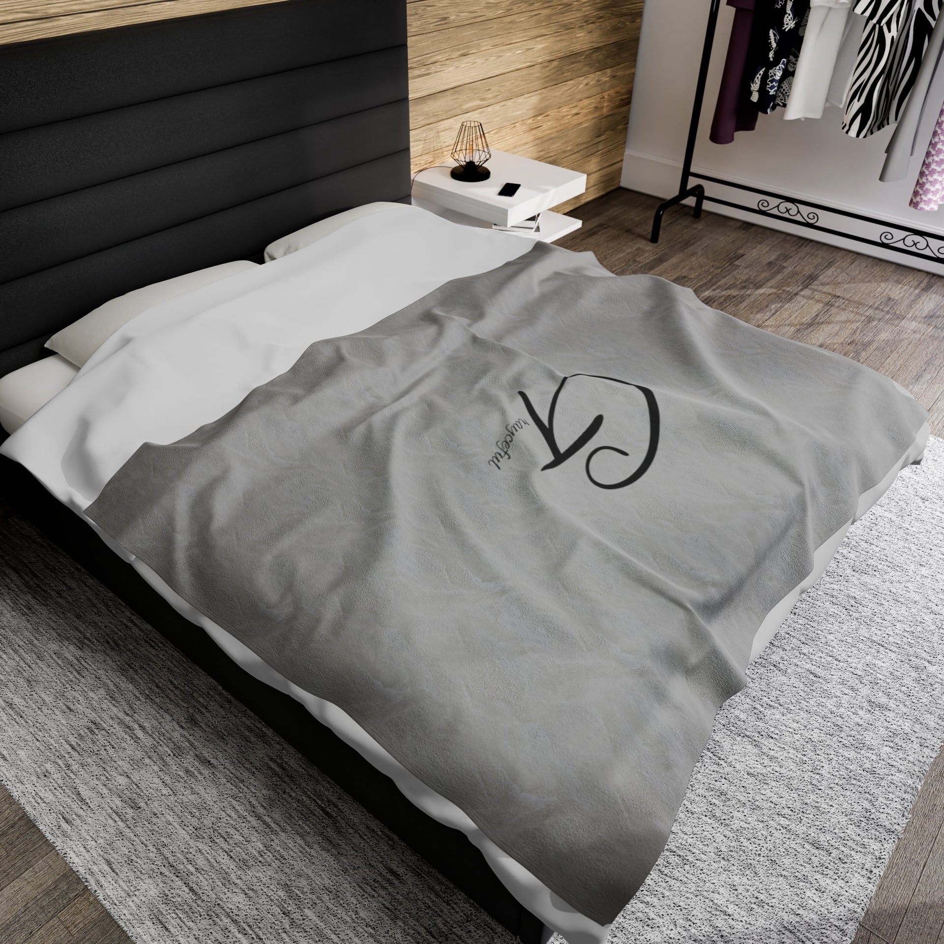 Velveteen Plush Throw Blanket - Minimalist Modern Neutral Decor
