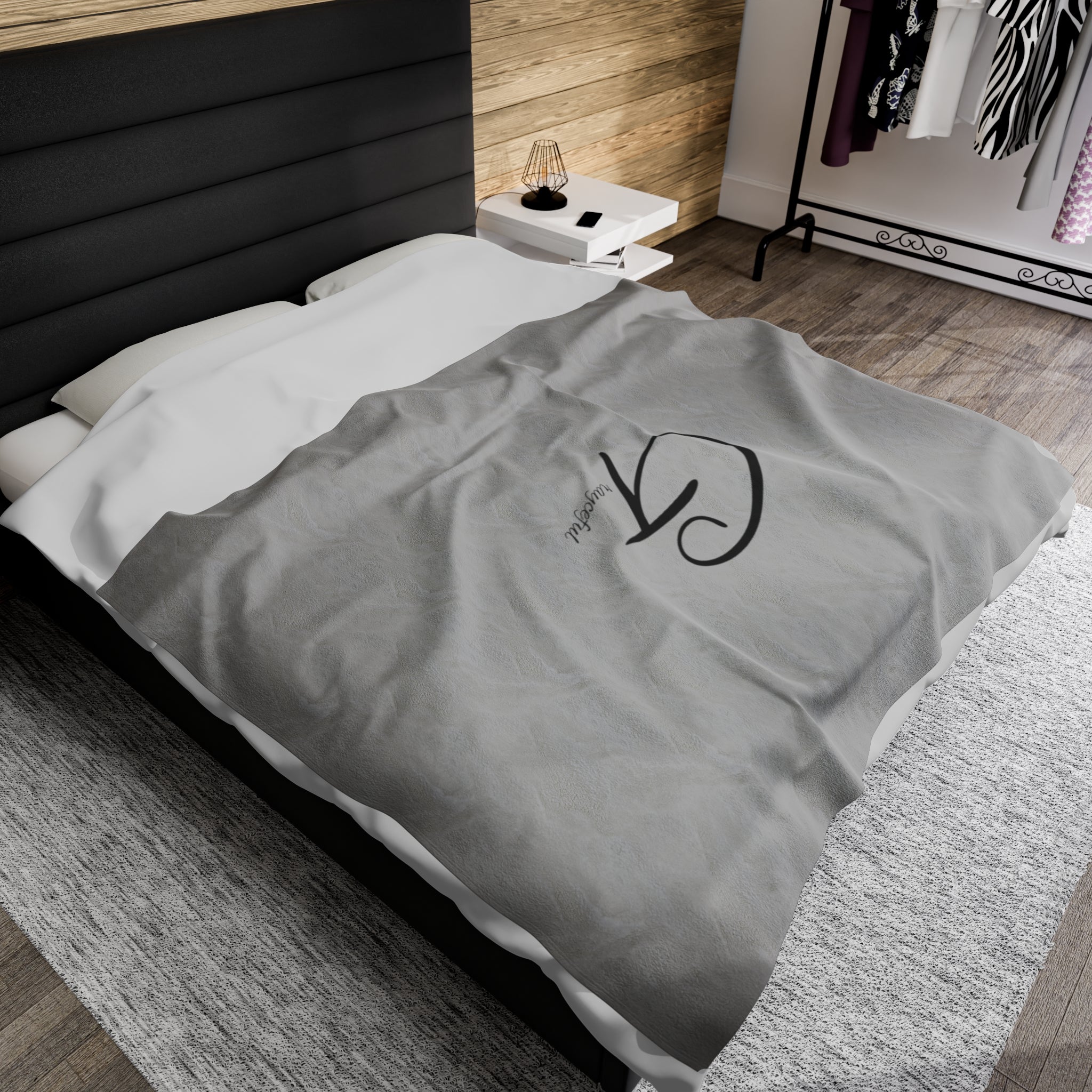 Velveteen Plush Throw Blanket - Minimalist Modern Neutral Decor