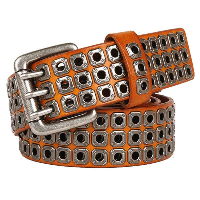 Women's Harajuku Punk Style Cowhide Rivet Belt - Adjustable - Image 2