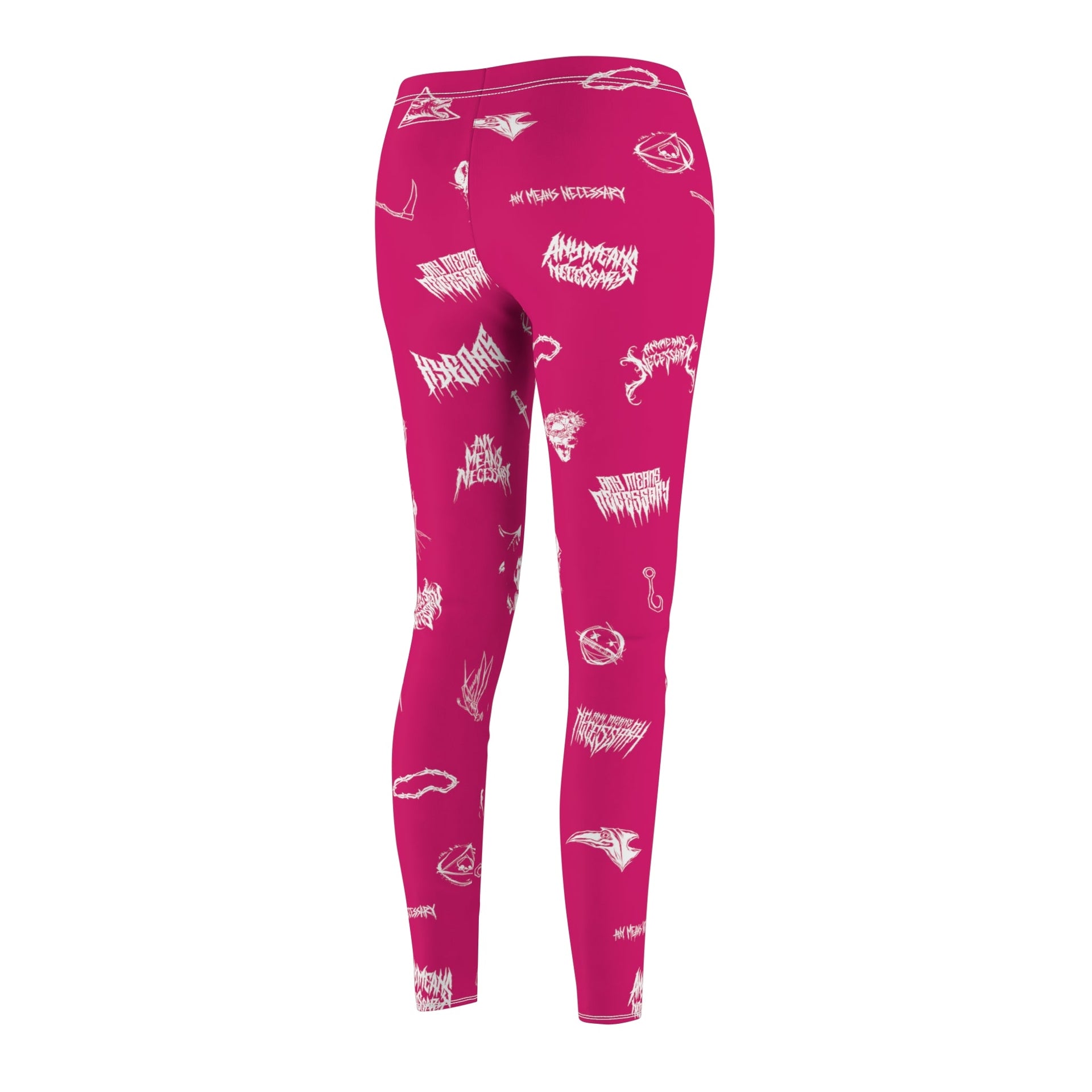 Wingbats Fuchsia Graphic Print Leggings Skinny Fit - Image 4
