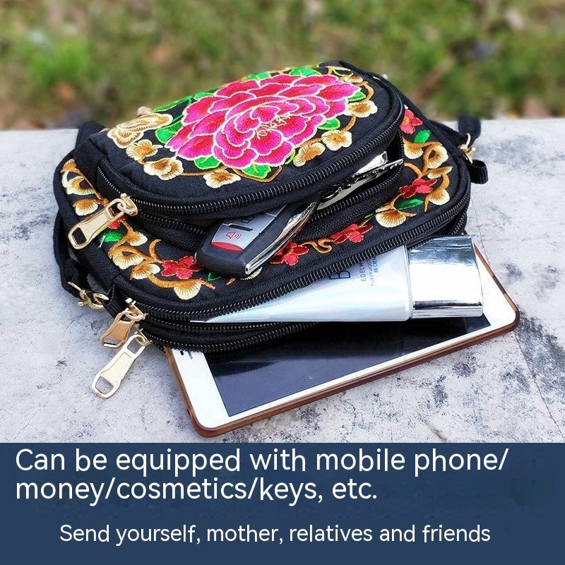 Vibrant Floral Embroidered Crossbody Bag for Women