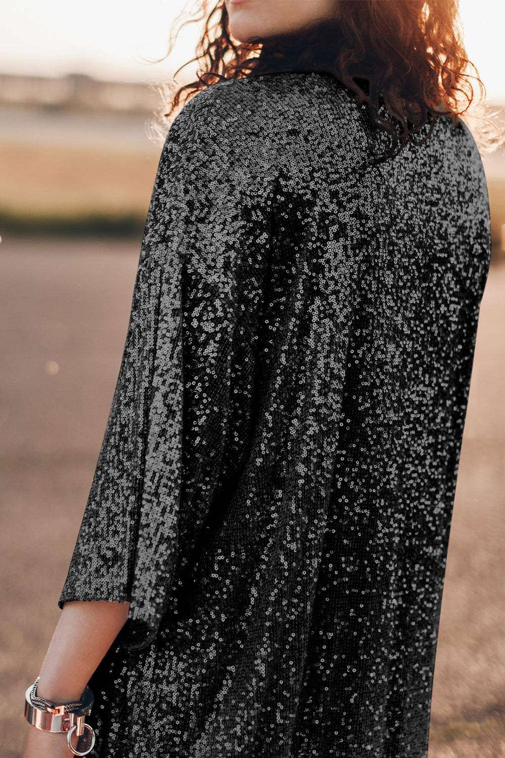 Sequin Open Front Duster Cardigan | Sheer Sparkle