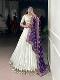 Elegant white Pure Rayon lehenga choli with lace touch-ups