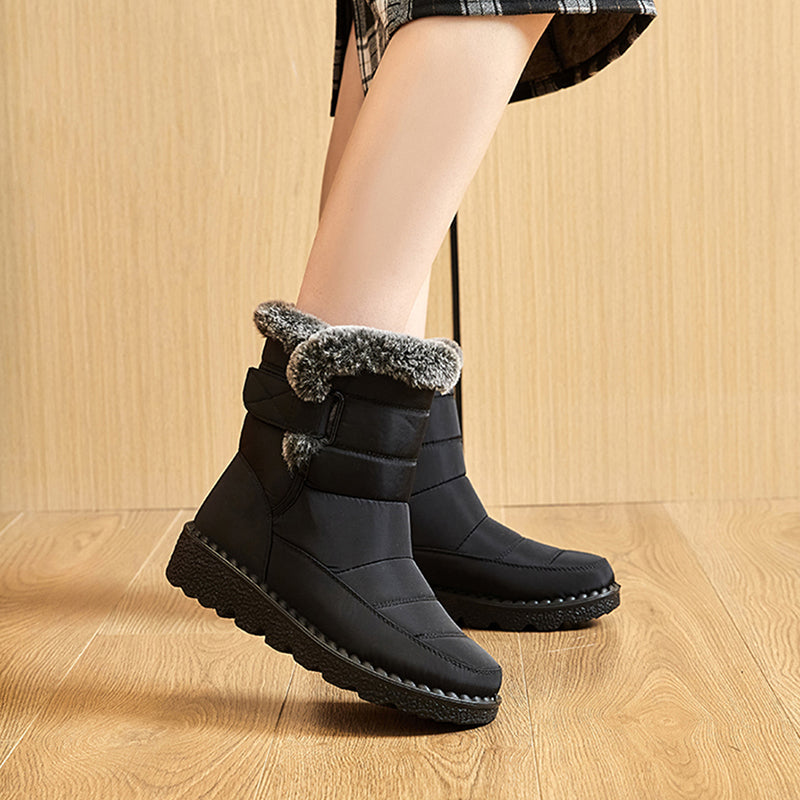 Women's Navy Quilted Platform Snow Boots with Warm Plush Lining - Image 14