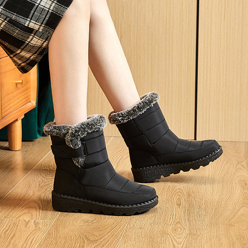 Women's Navy Quilted Platform Snow Boots with Warm Plush Lining - Image 15