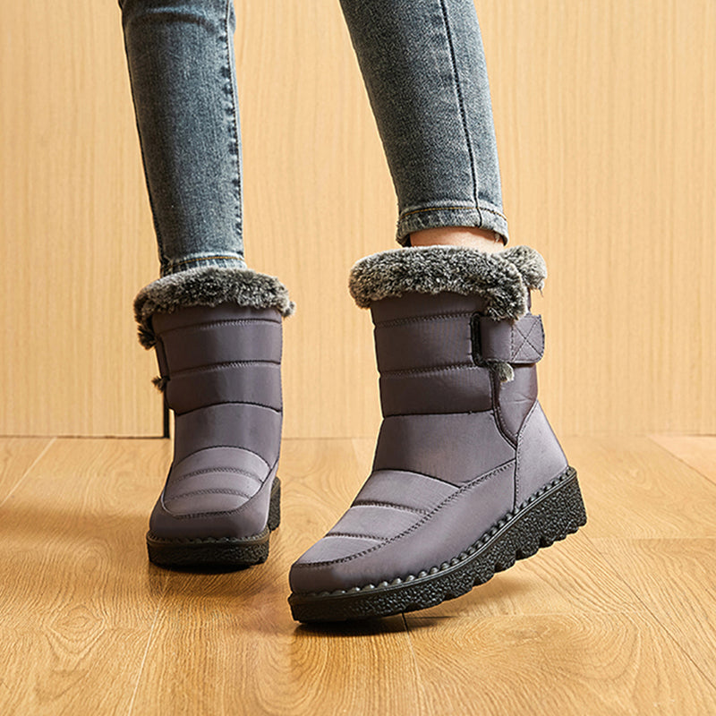 Women's Navy Quilted Platform Snow Boots with Warm Plush Lining - Image 16