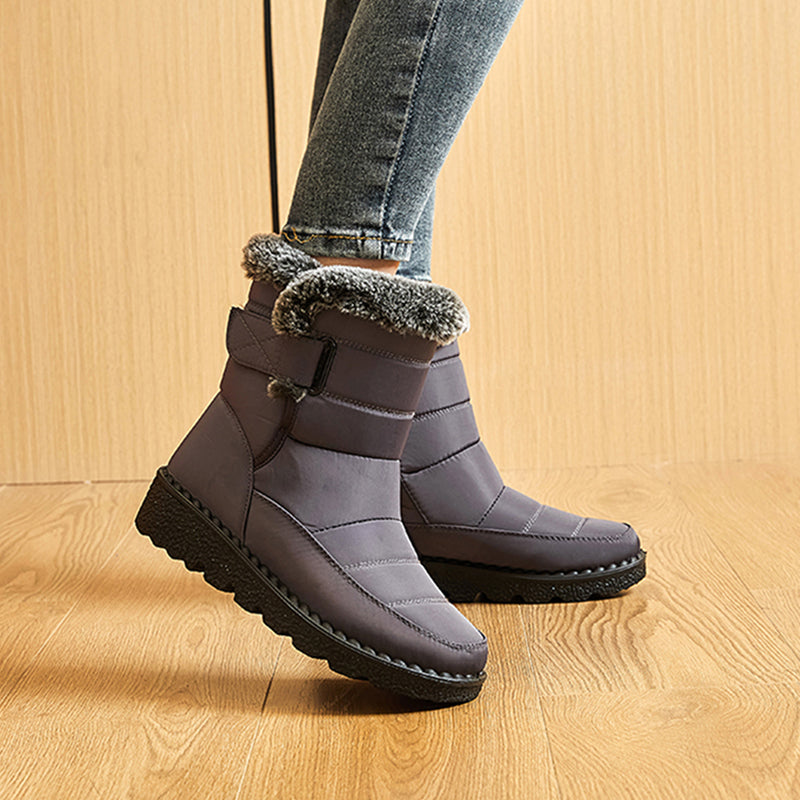 Women's Navy Quilted Platform Snow Boots with Warm Plush Lining - Image 17