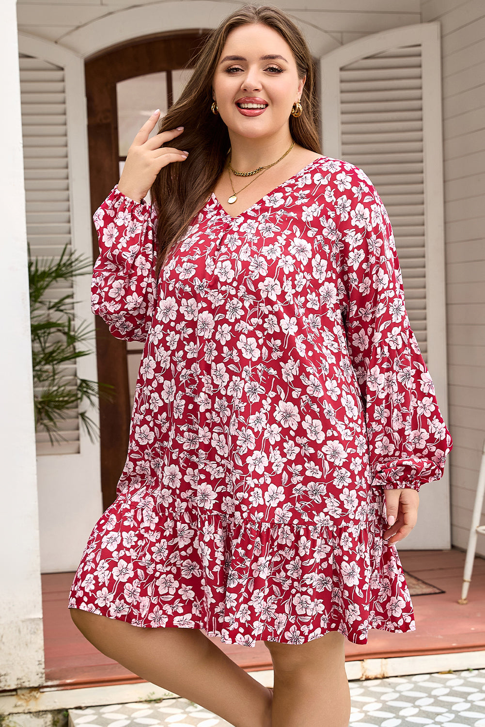 Georgina Balloon Sleeve Relaxed PLUS Dress