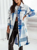 Women's Harajuku Plaid Longline Button-Front Shacket Coat
