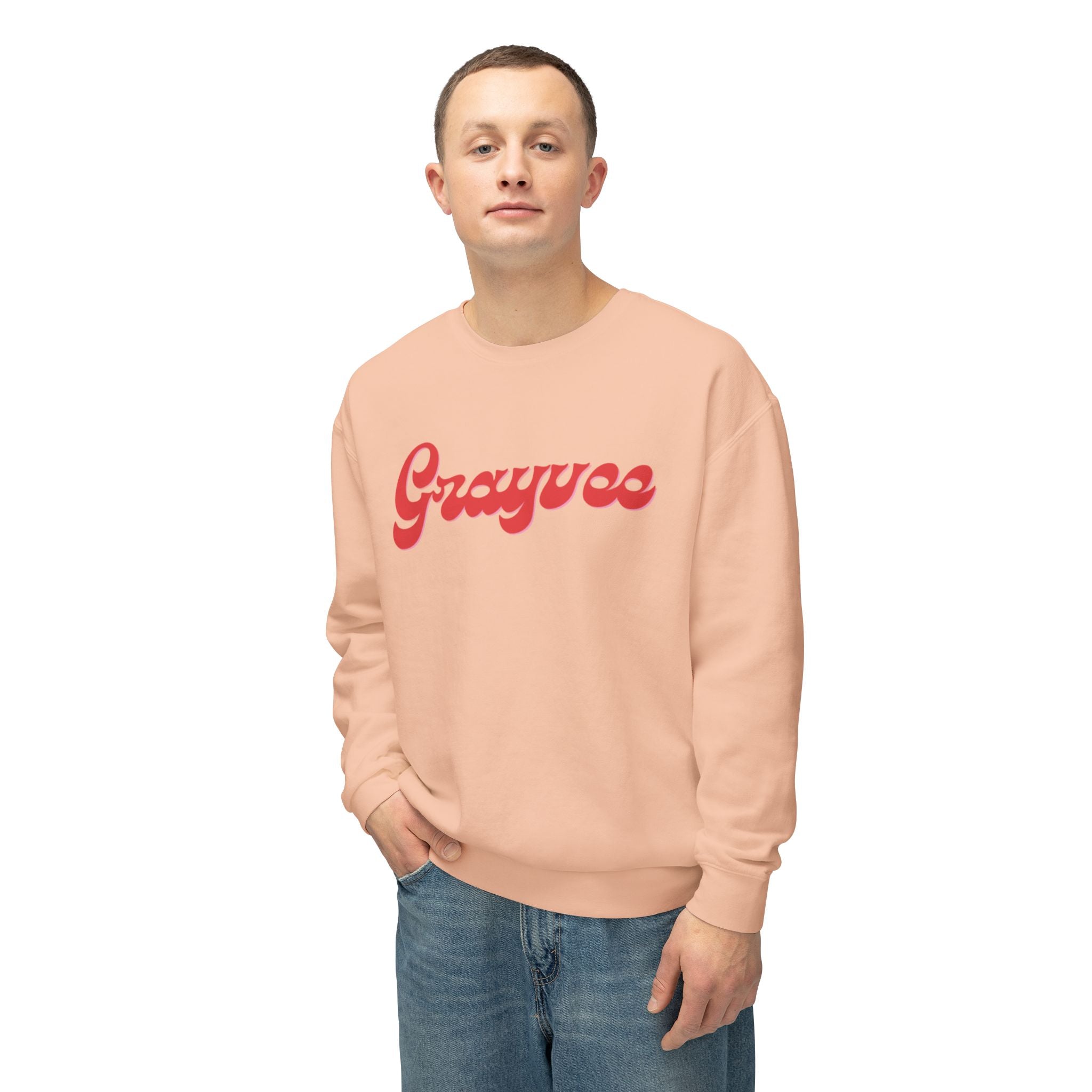 Unisex Lightweight Crewneck Sweatshirt in Charcoal and Cream