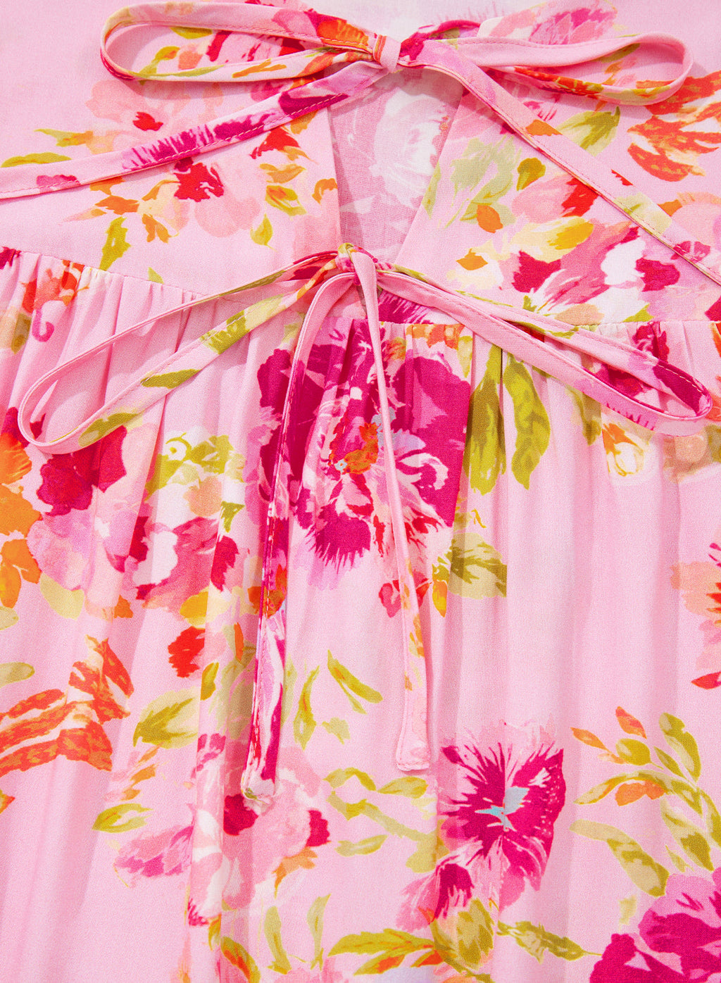 Nicole Puffy Half Sleeve Floral Blouse with Tie Neck