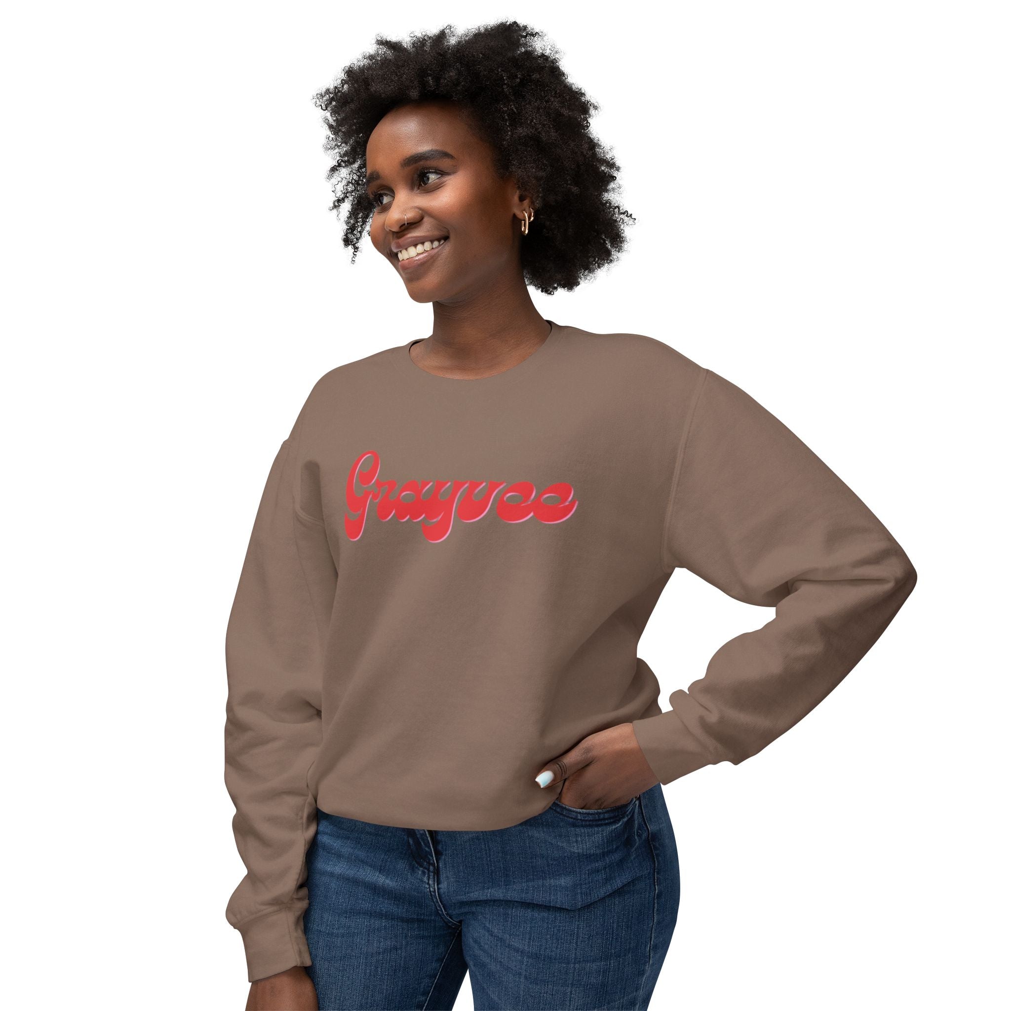 Unisex Lightweight Crewneck Sweatshirt in Charcoal and Cream