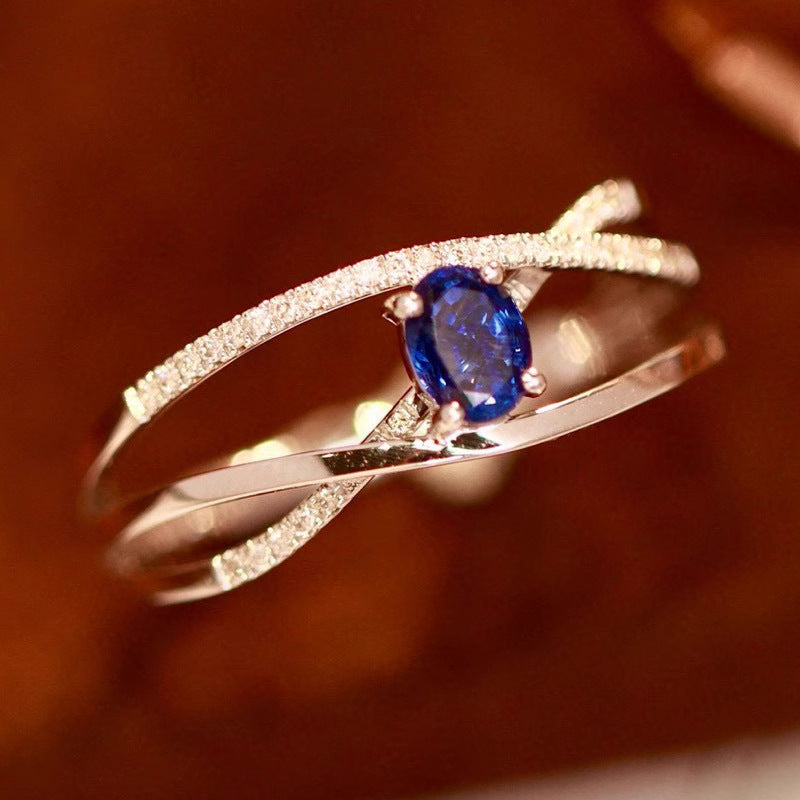 Womens High-Carbon Crystal Egg-Shaped Ring