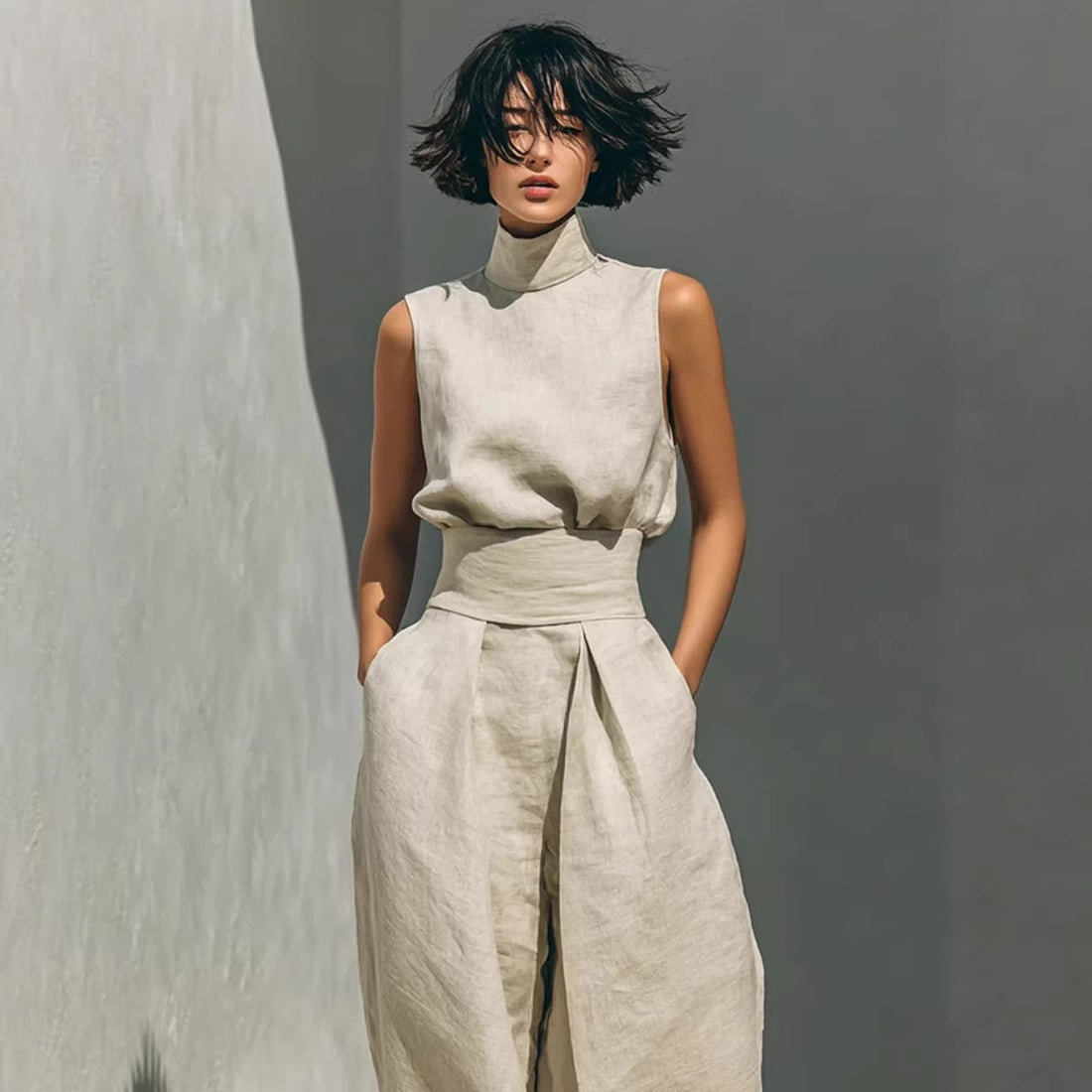 Women's Cotton Linen Two-Piece Set