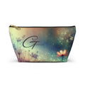 Multicolor floral accessory pouch with a romantic ethereal design and zip closure
