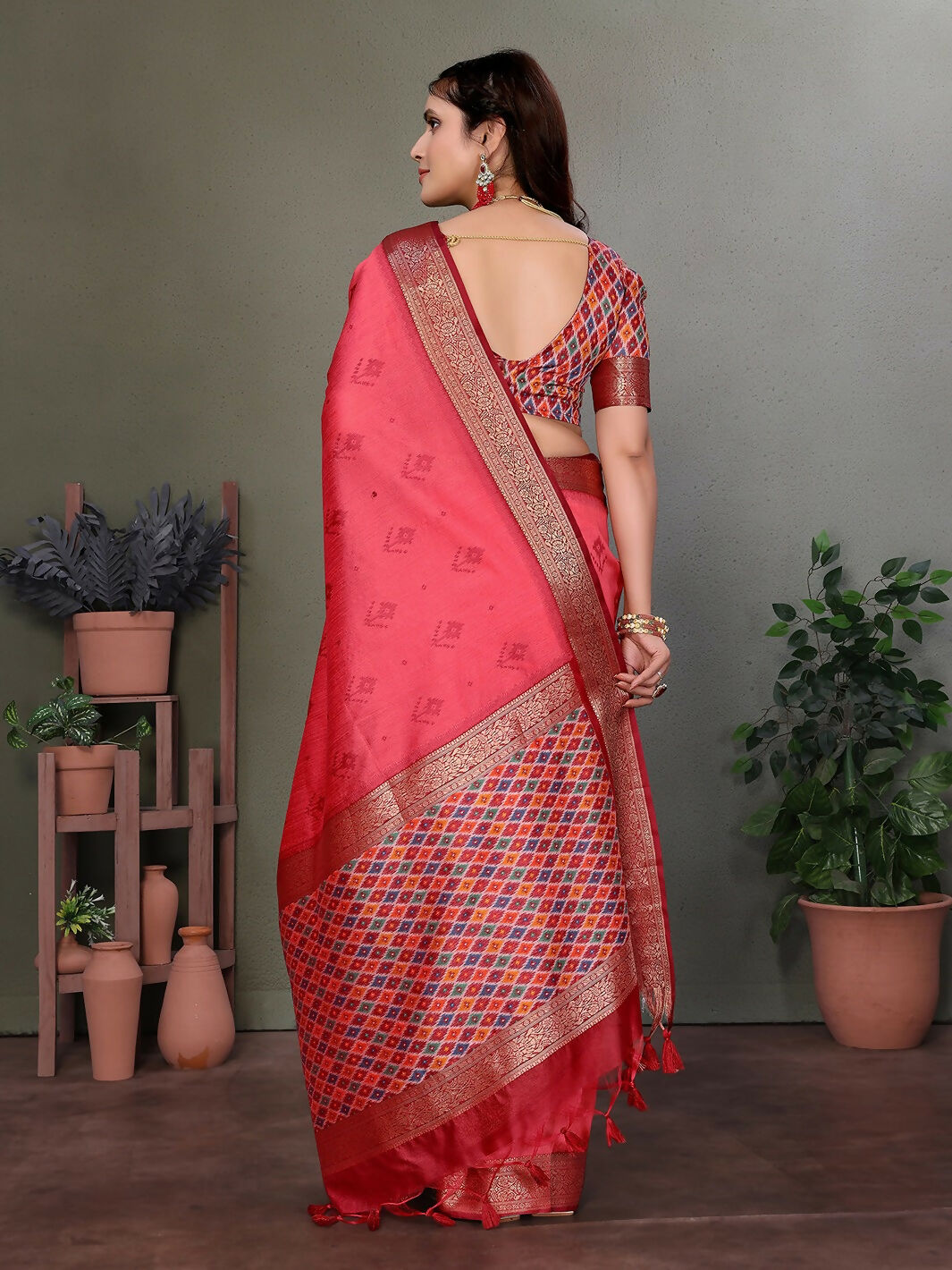 Carrot Red Woven Design Banarasi Silk Saree for Festivities