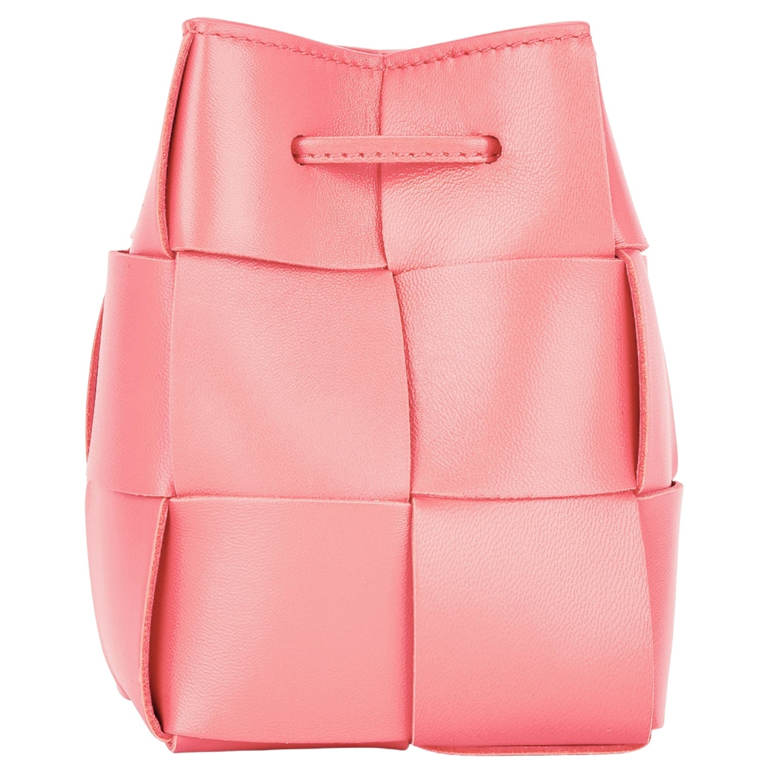 Woven Mini Crossbody Bucket Bag Lightweight Leather Handbag