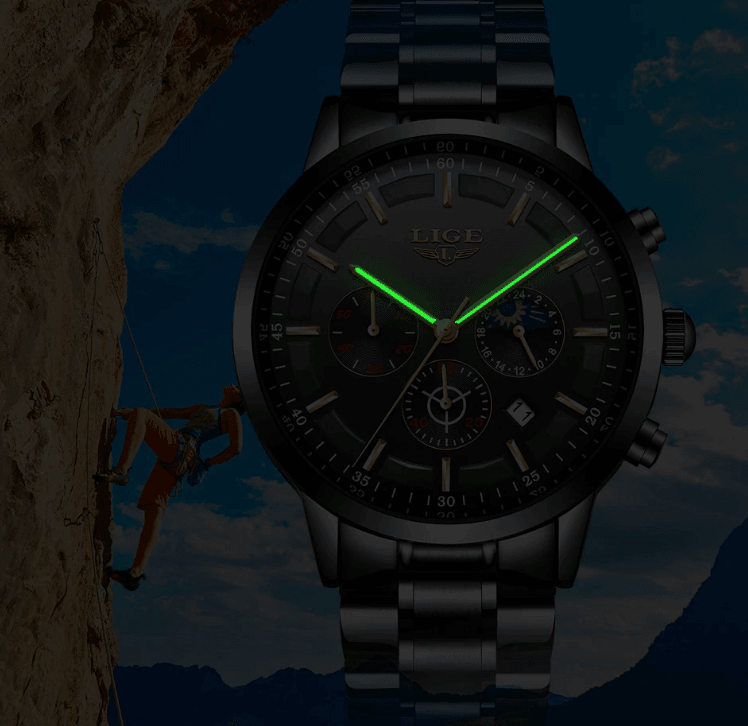 Men's Waterproof Chronograph Watch with Date Display & Luxury Dial