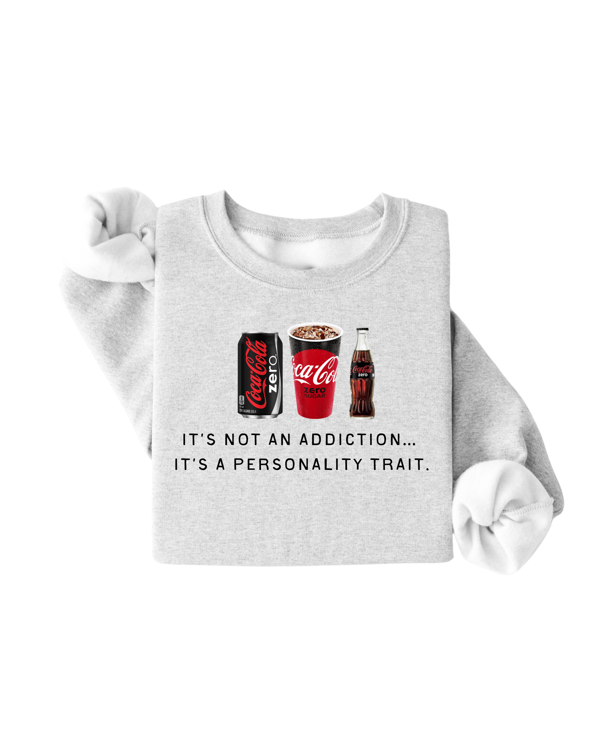 Light grey Coke Zero graphic pullover with a casual, unisex knit design.