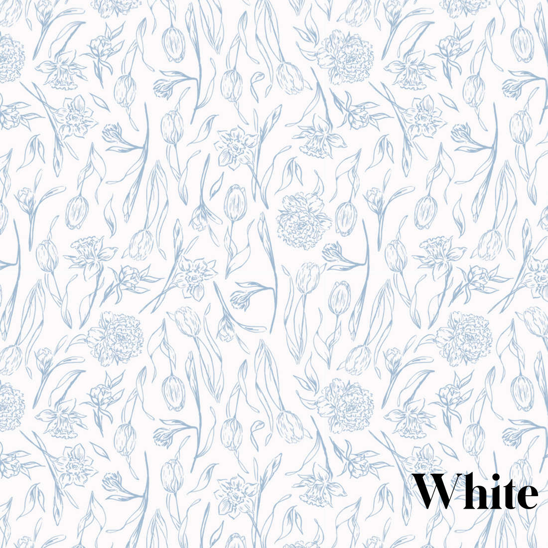Eve Floral Wallpaper in White and Blue Traditional Romantic