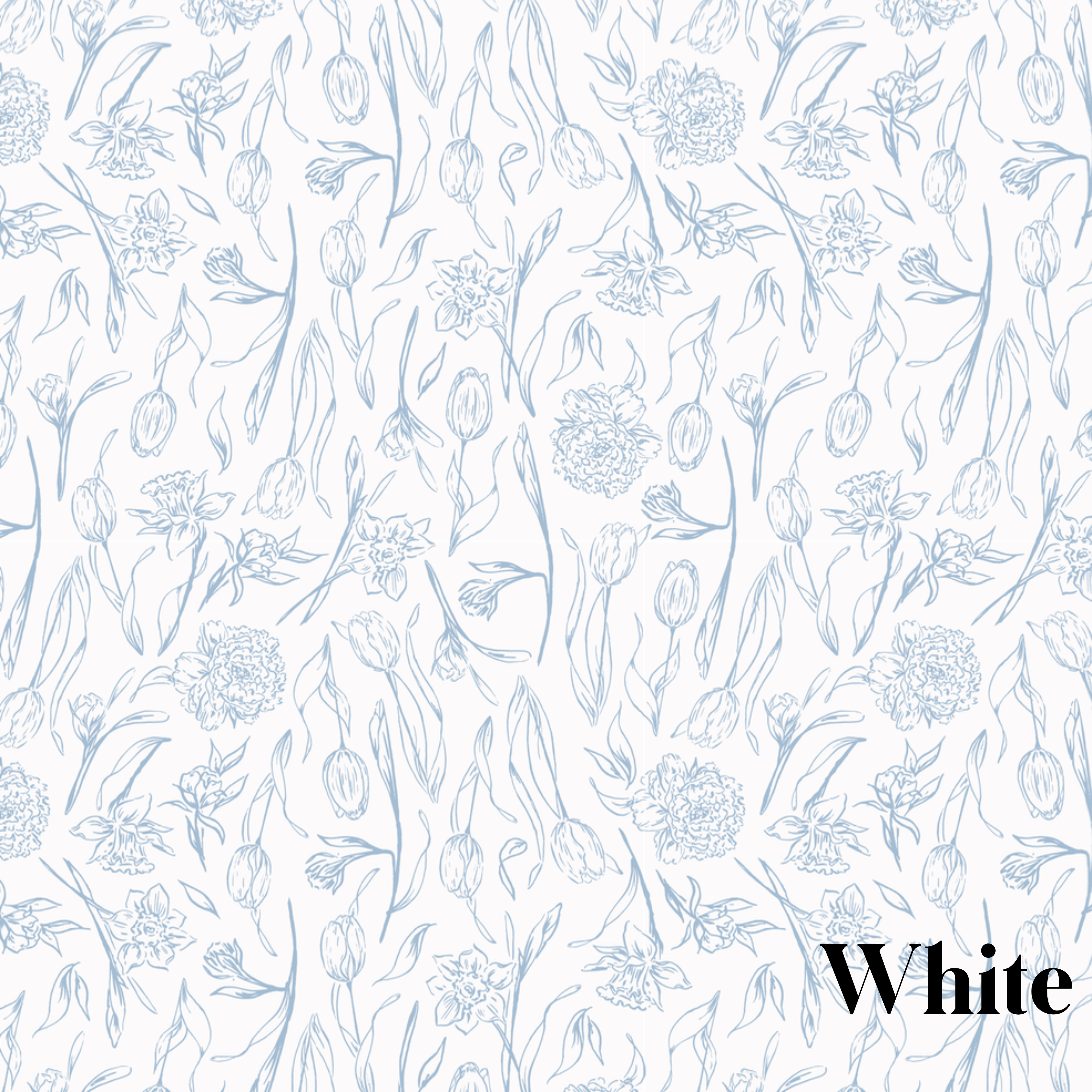Eve Floral Wallpaper in White and Blue Traditional Romantic