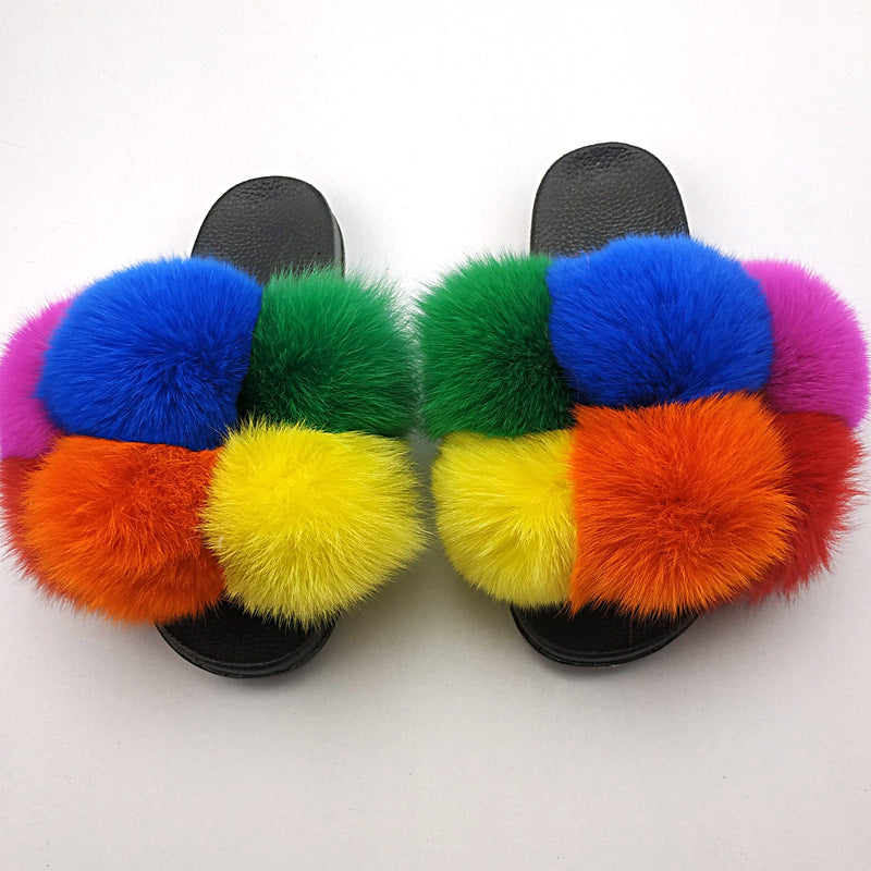 Women's Fluffy Faux Fur Open-Toe Maximalist House Slides