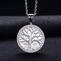 Minimalist Tree of Life Moissanite pendant in K White on a 60cm stainless steel chain.