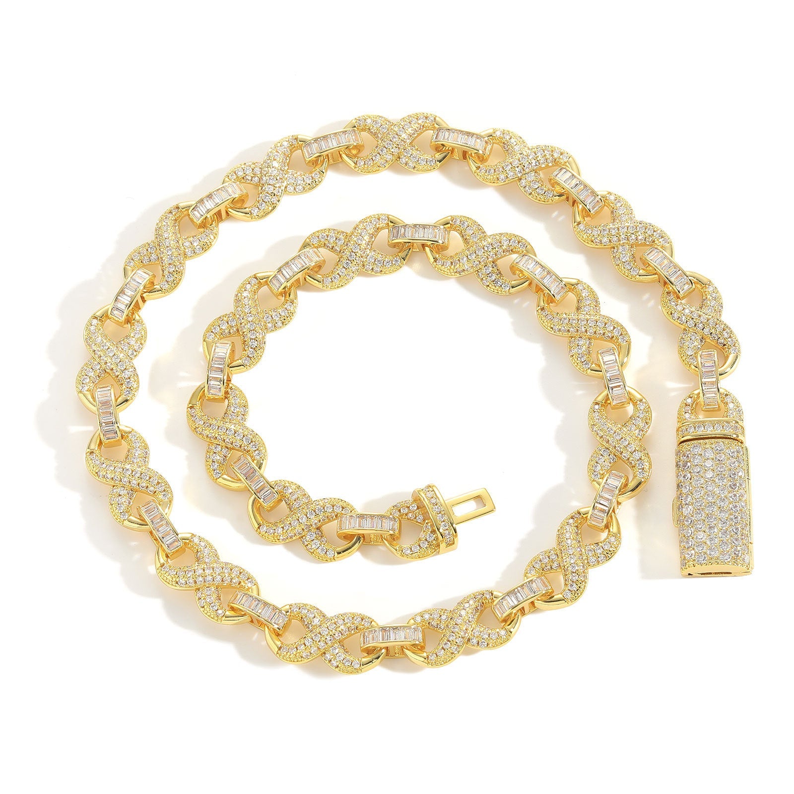 Geometric Cuban Link Chain Necklace and Bracelet Unisex Jewelry