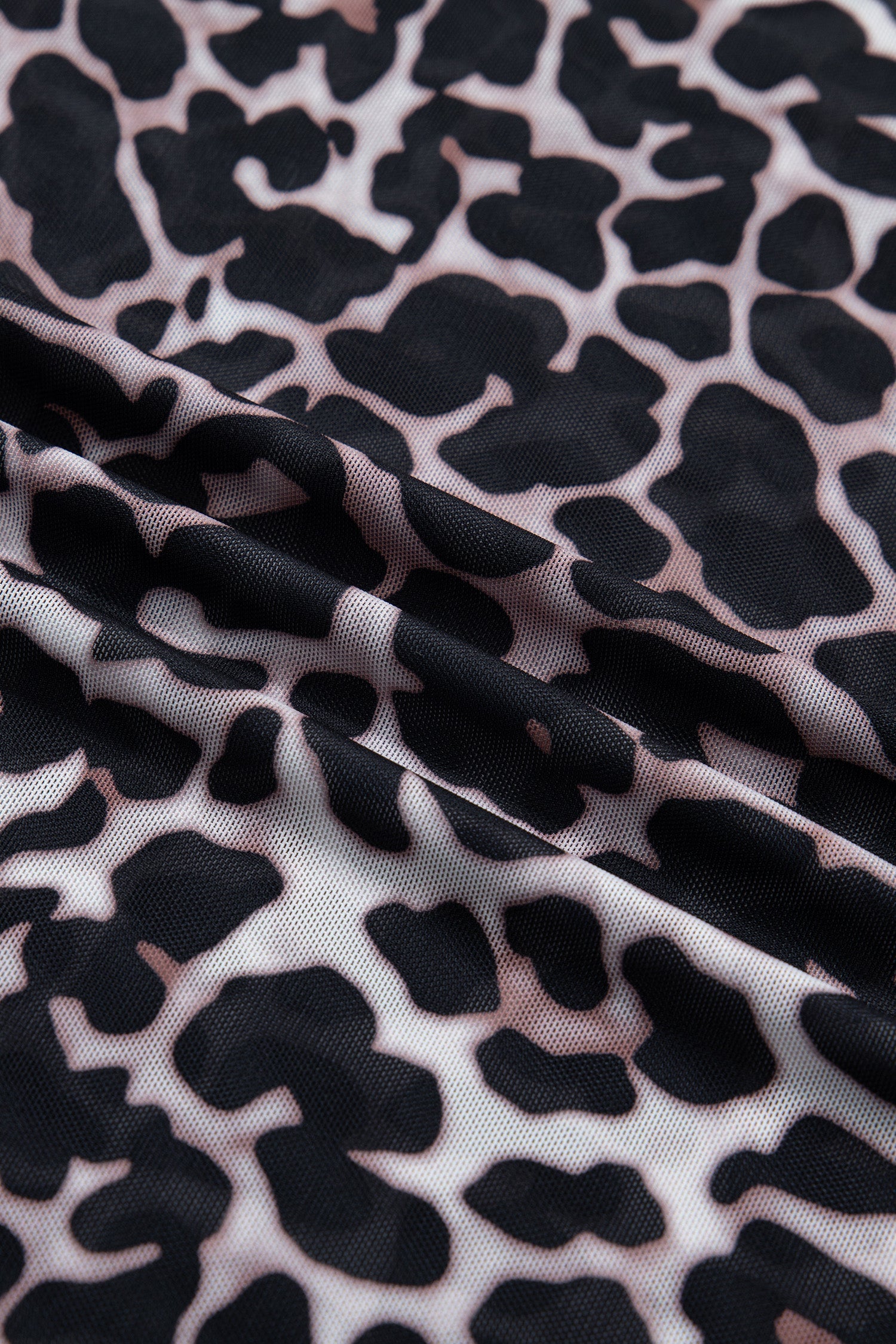 Leopard Print Sheer Mesh Short Sleeve Top - Image 5