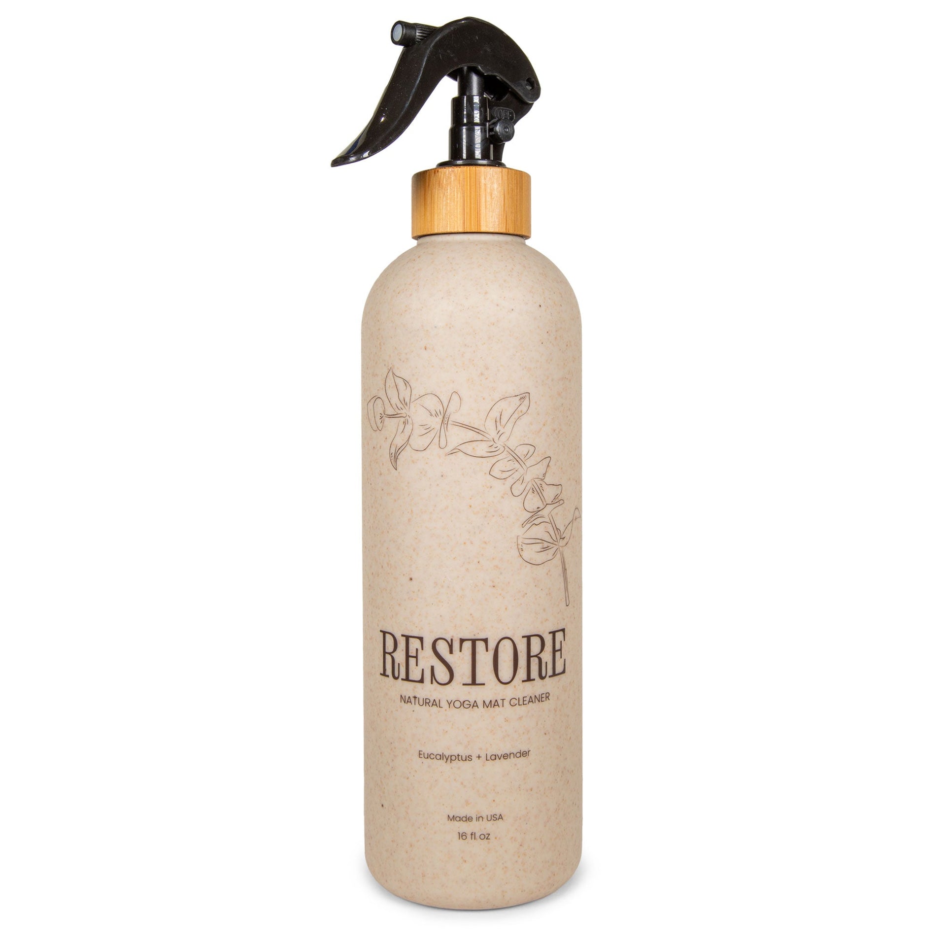 Eco-Friendly Yoga Mat Cleaner - 16oz Wheat Straw Bottle