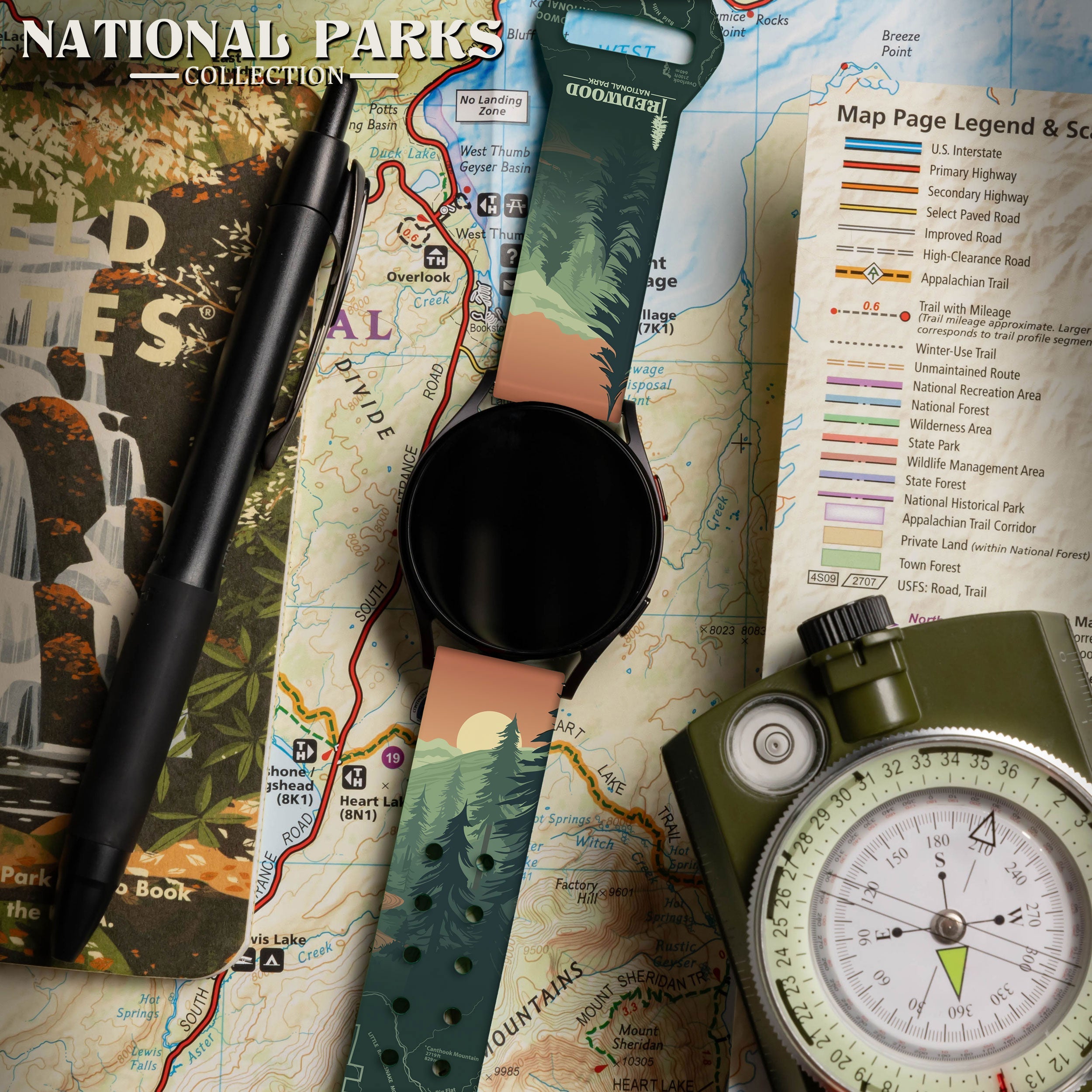 National Parks Redwood HD  Watchband for Samsung, Garmin, Fossil, and More