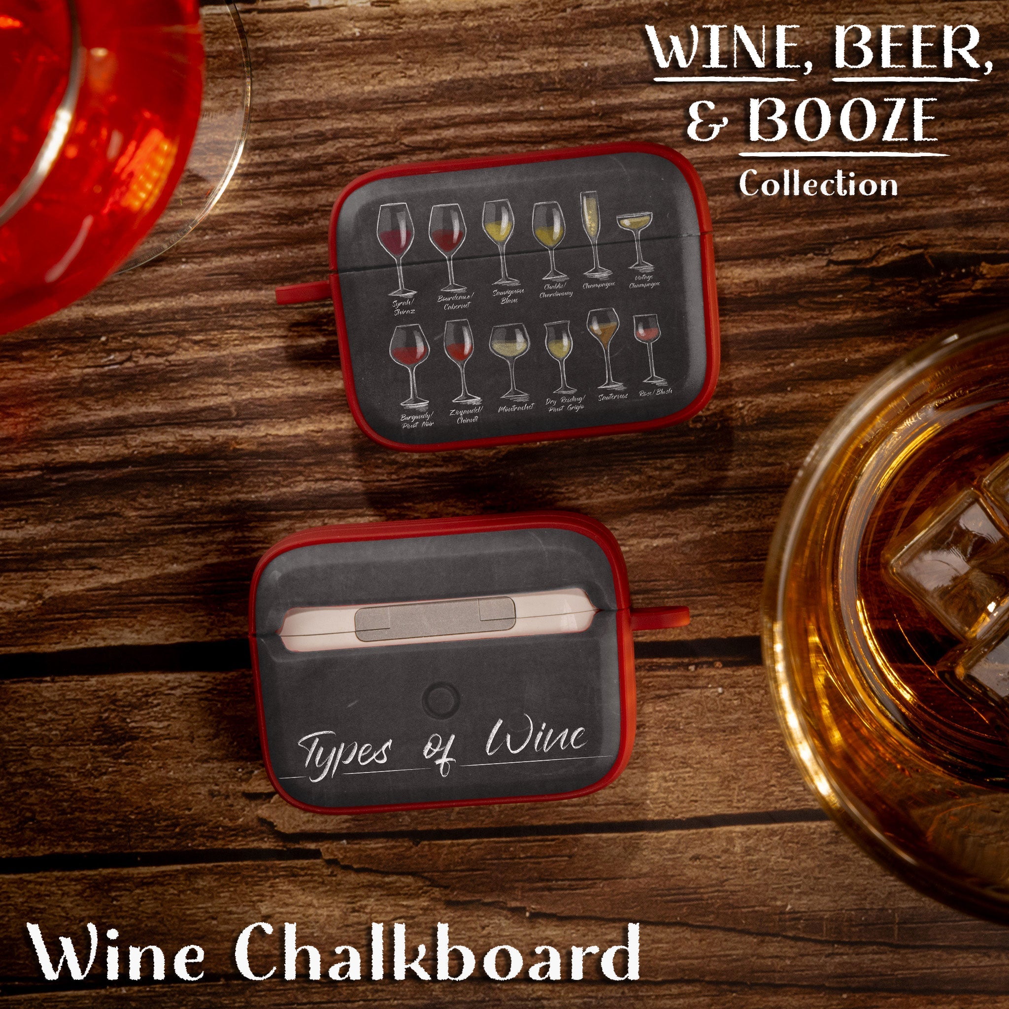 Wine, Beer & Booze AirPods Pro 1 & 2 Protective Case with Carabiner